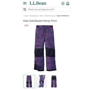 BNWT Kids LL Bean Cold Buster Snow Ski Snowboard Pants